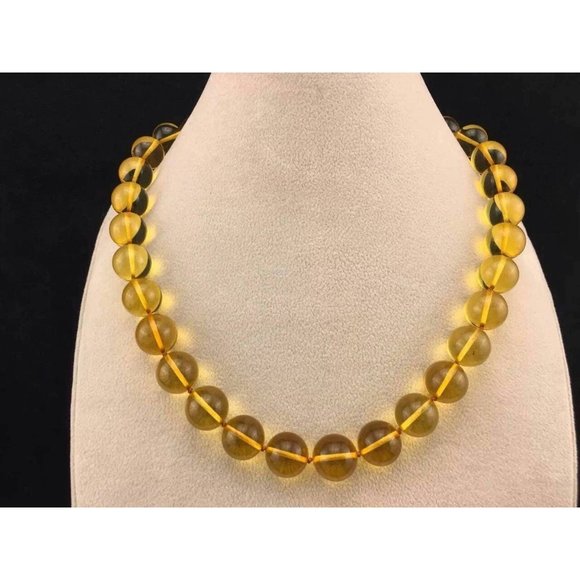 100% Genuine Baltic Amber Necklace, Round Gemstone Amber Bead 13 mm 43.2 gr - Picture 1 of 6